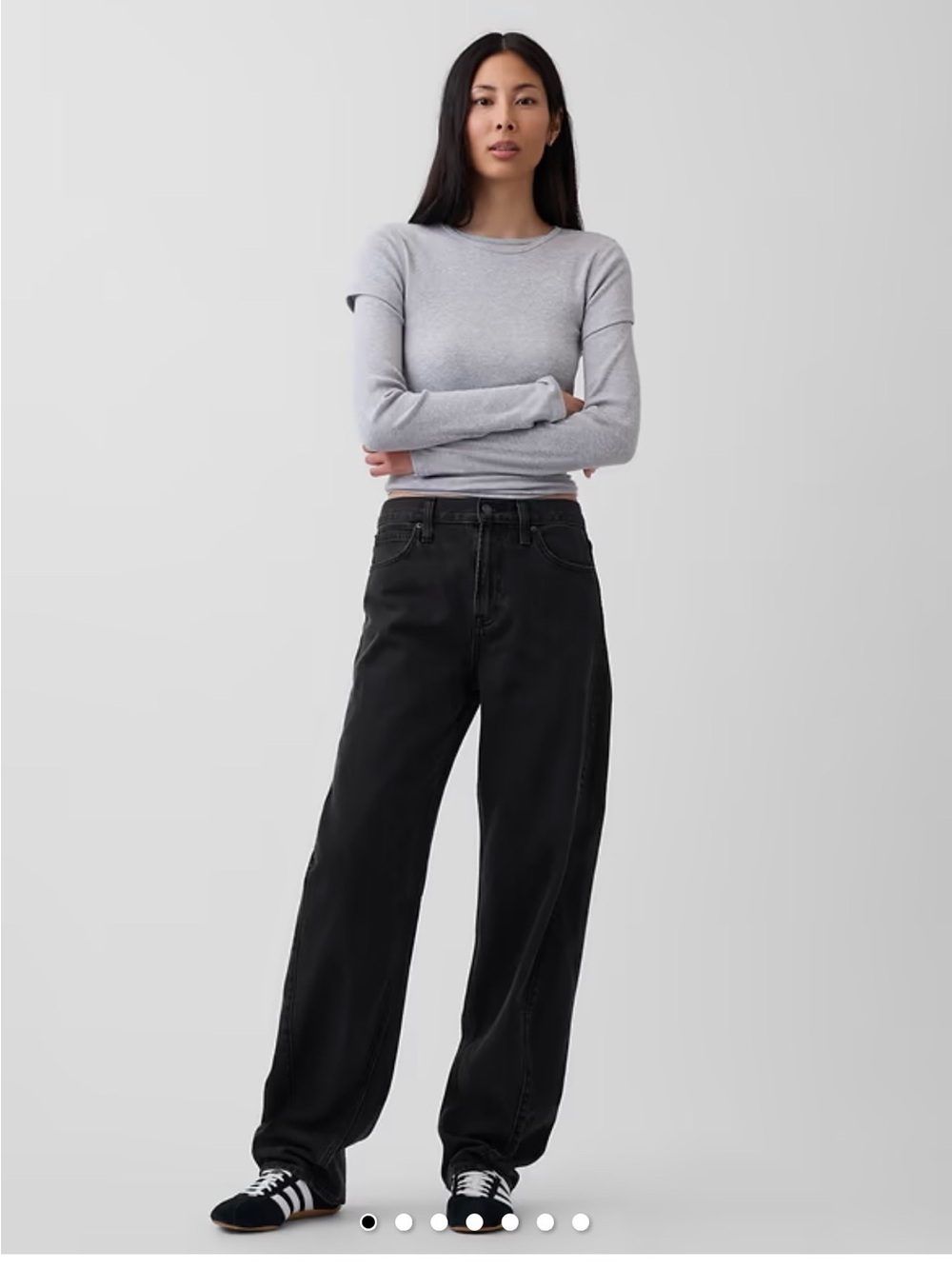 GAP High Rise Barrel Jeans | Black